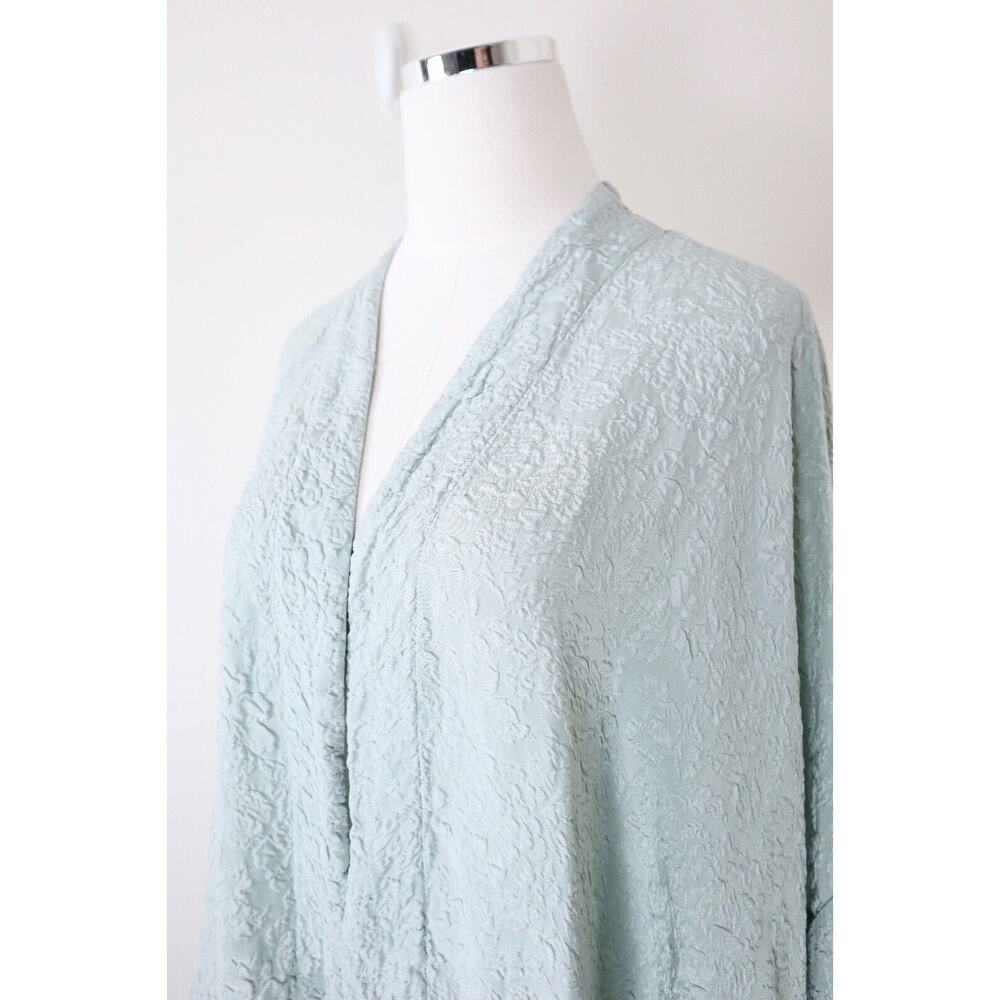 bryn walker Size S Silk Jacquard Kimono Jacket Wide Sleeve Short Light Blue - Picture 5 of 14